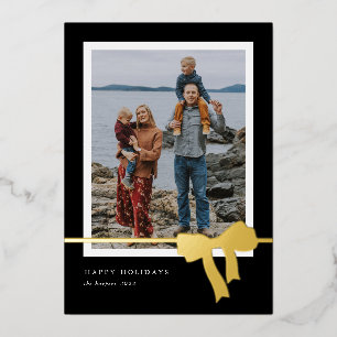 Carte De Vœux En Aluminium Bold Bow Simple Photo Gold