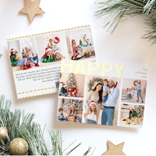 Carte De Vœux En Aluminium Bold Moderne Huit Photo Happy Gold