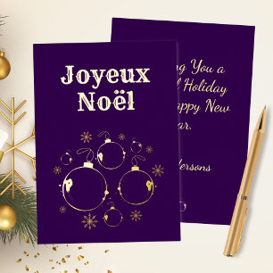 Carte De Vœux En Aluminium Bold Violet Moderne Joyeux Noel Or