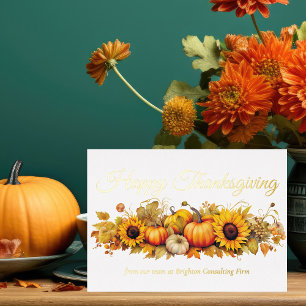 Carte De Vœux En Aluminium Bon thanksgiving Citrouilles Custom Business Gold
