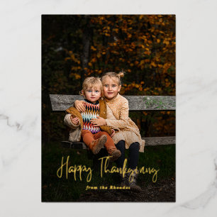 Carte De Vœux En Aluminium Bon thanksgiving de script moderne photo