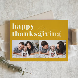 Carte De Vœux En Aluminium Bon thanksgiving de typographie de la rétro jaune