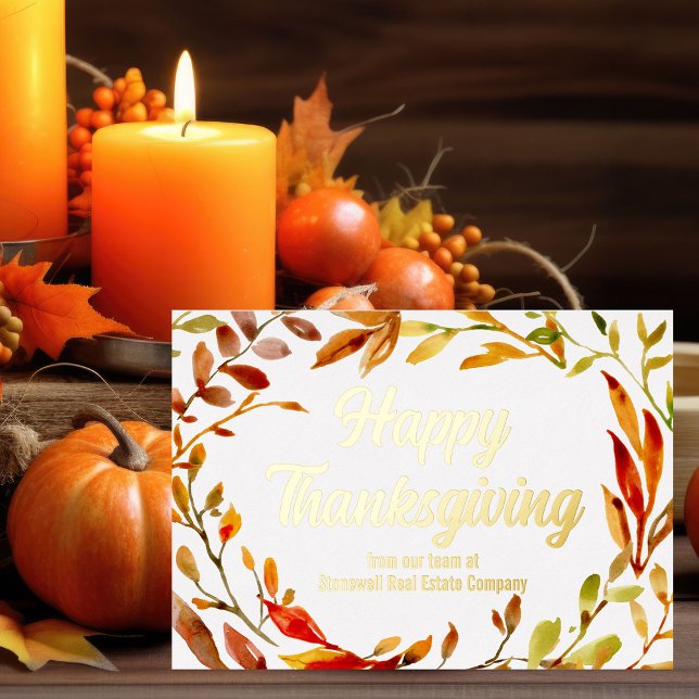 Carte De Vœux En Aluminium Bon thanksgiving personnalisé Feuilles d'automne S (Créateur téléchargé)