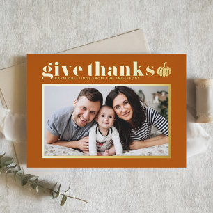 Carte De Vœux En Aluminium Bon thanksgiving photo Orange Give Thanks