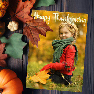 Carte De Vœux En Aluminium Bon thanksgiving Script superposition Photo Chic G