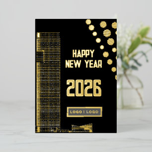 Carte De Vœux En Aluminium Bonne année 2026 d'affaires urbaine logo long