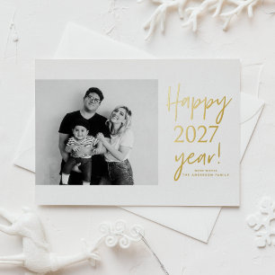 Carte De Vœux En Aluminium Bonne année 2027 Typographie moderne Photo Nouvel