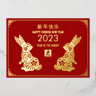 Carte De Vœux En Aluminium Bonne année chinoise du lapin 2023