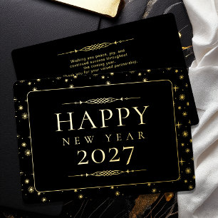 Carte De Vœux En Aluminium Bonne année élégante Entreprise Or Feuille 
