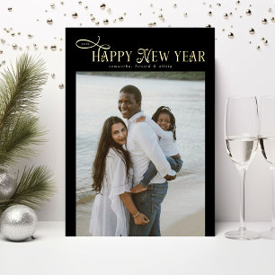 Carte De Vœux En Aluminium Bonne Année Famille Moderne Chic Collage de 4 Phot
