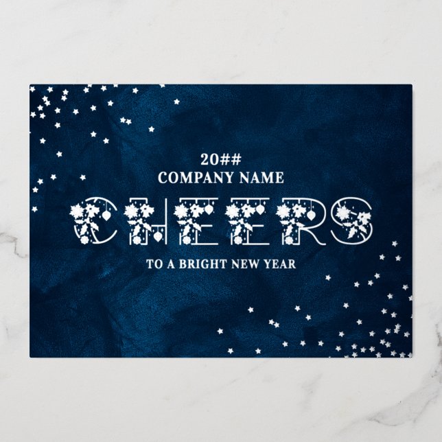 Carte De Vœux En Aluminium Bonne fête de Noël et Nouvel An Bleu Minuit (Recto)