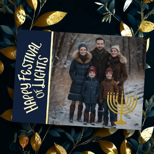 Carte De Vœux En Aluminium Bonne fête des lumières et votre Menorah photo