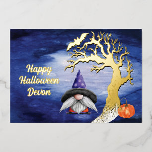 Carte De Vœux En Aluminium Bonne Halloween Gnome Salutation Éffrayante