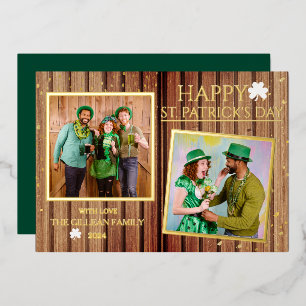 Carte De Vœux En Aluminium Bonne photo de la famille Shamrock Jour de la Sain