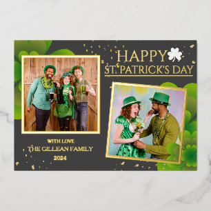 Carte De Vœux En Aluminium Bonne photo de la famille Shamrock Jour de la Sain