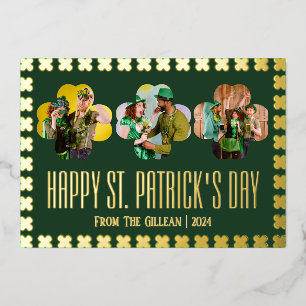 Carte De Vœux En Aluminium Bonne photo de la famille Shamrock Jour de la Sain