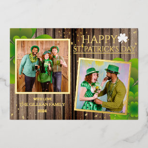 Carte De Vœux En Aluminium Bonne photo de la famille Shamrock Jour de la Sain