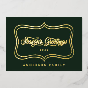 Carte De Vœux En Aluminium Bonnes Fêtes Classic Gold Frame