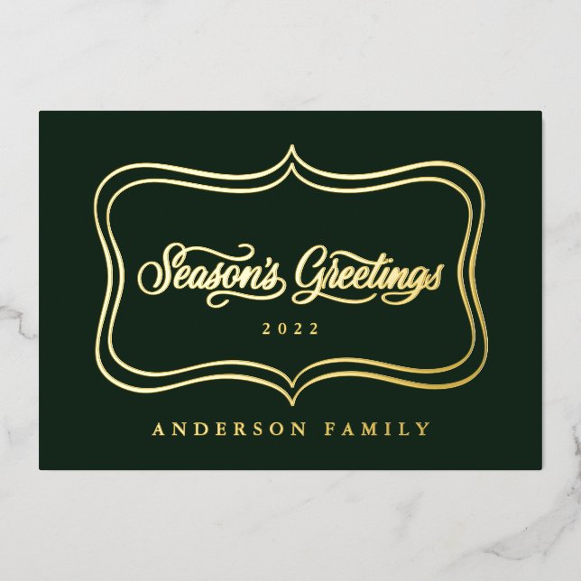 Carte De Vœux En Aluminium Bonnes Fêtes Classic Gold Frame (Recto)