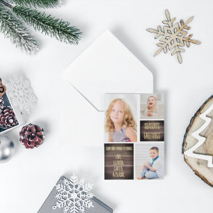 Carte De Vœux En Aluminium Bonnes Fêtes en bois rustique Noël