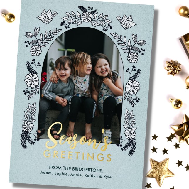 Carte De Vœux En Aluminium Bonnes Fêtes Fleurs Photo Arch (Créateur téléchargé)