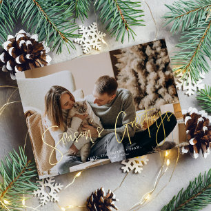 Carte De Vœux En Aluminium "Bonnes Fêtes" Photo personnalisée Noël
