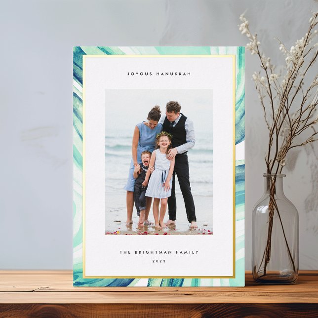 Carte De Vœux En Aluminium Bordure d'agneau glacé | Hanoukka Photo Gold (Créateur téléchargé)
