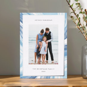 Carte De Vœux En Aluminium Bordure d'agneau glacé   Hanoukka Photo Silver