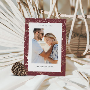 Carte De Vœux En Aluminium Bordure de corail océanique Photo verticale