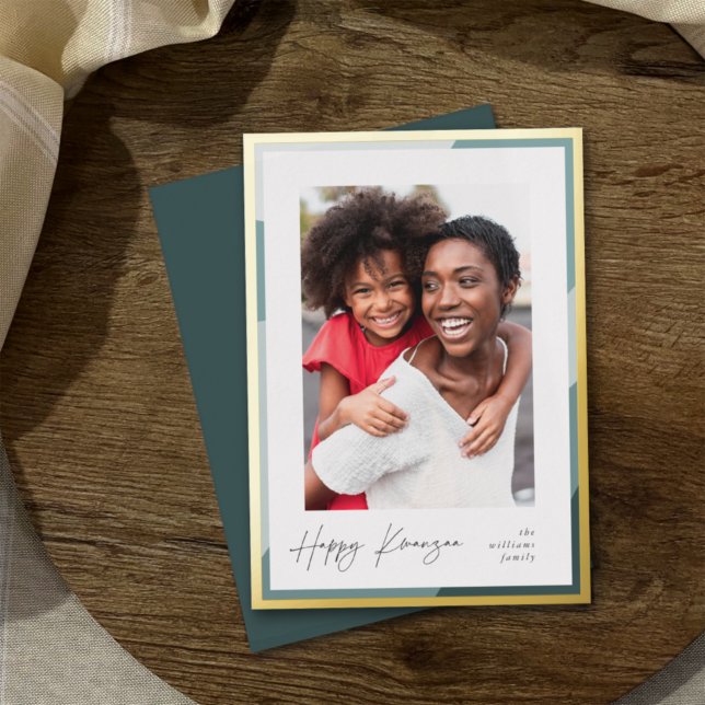 Carte De Vœux En Aluminium Bordure dorée | Photo verticale Kwanzaa (Créateur téléchargé)