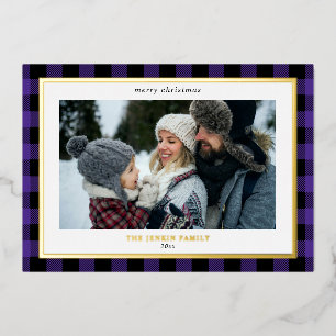 Carte De Vœux En Aluminium Bordure souple violet noire 3 Photos Noël