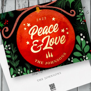 Carte De Vœux En Aluminium Botanique moderne rouge boule de Noël