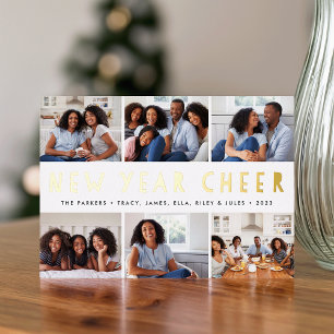 Carte De Vœux En Aluminium Bouches lumineuses Collage photo du Nouvel An