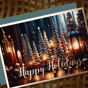 Carte De Vœux En Aluminium Bougies de Noël Village Gray Tablescape