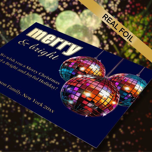 Carte De Vœux En Aluminium Boule Disco Merry et Bright (Créateur téléchargé)