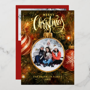 Carte De Vœux En Aluminium Boules de Noël Élégantes 2 Photo