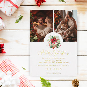 Carte De Vœux En Aluminium Bouquet de poinsettias floraux tendance Noël 2 Pho