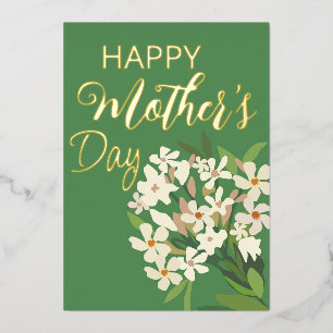 Carte De Vœux En Aluminium Bouquet Floral Blanc / Fête des Mères