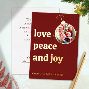 Carte De Vœux En Aluminium Bourgogne Rouge Noël Photo de Famille Amour Paix J