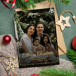 Carte De Vœux En Aluminium Bow moderne Joyeux Noël Photo Foil Voiture de vaca