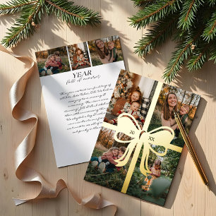 Carte De Vœux En Aluminium Bow & Ribbon Present 4 Photo Family Collage
