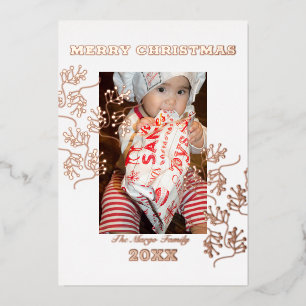 Carte De Vœux En Aluminium Branche de cerise Joyeux Noël Photo Pressé 