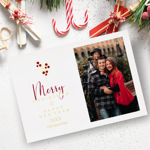 Carte De Vœux En Aluminium Branches de houx Noël joyeux Classique Fantaisiste