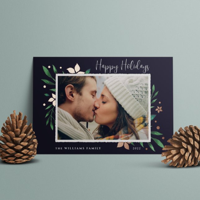 Carte De Vœux En Aluminium Bright Boughs | Happy Holidays Photo (Créateur téléchargé)