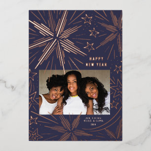 Carte De Vœux En Aluminium Bright Stars Festive Feu d'artifice Nouvel An Cart