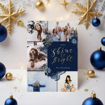 Carte De Vœux En Aluminium Brille si brillant & Marine Gold Agate Encre Cinq<br><div class="desc">Notre joyau d'or étoilé abstraite feuille d'or de nuit d'hiver collection de Noël capture l'opulence royale avec une touche abstraite moderne. Les tons bleu marine profond, les tons dorés de bijoux et les tons bleus créent une atmosphère élégante de nuit d'hiver. Design dispose de 5 mises en page de collage...</div>