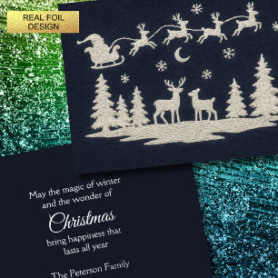 Carte De Vœux En Aluminium Broderie Animaux de la forêt de Noël Père Noël Sle