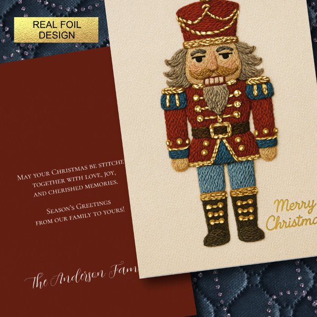 Carte De Vœux En Aluminium Broderie Stitchwork of Nutcracker Christmas (Créateur téléchargé)