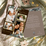 Carte De Vœux En Aluminium Brown Green Vintage Four Photo Collage<br><div class="desc">Bienvenue dans notre Brown verdure Vintage Four Photo Collage Foil design de la carte de vacances, où le charme vintage et l'élégance moderne. Cette conception est composée d'une végétation d'aquarelle complexe et d'une calligraphie subtilement élégante avec une typographie simple, capturant l'essence de l'esprit traditionnel et rustique cottage core. Avec une...</div>