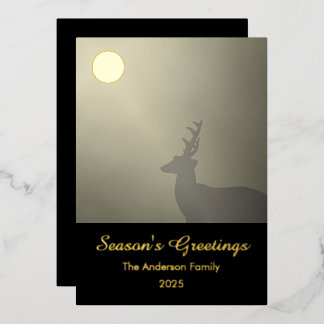 Carte De Vœux En Aluminium Buck in Moonlight Scene Season's Greeting Foil